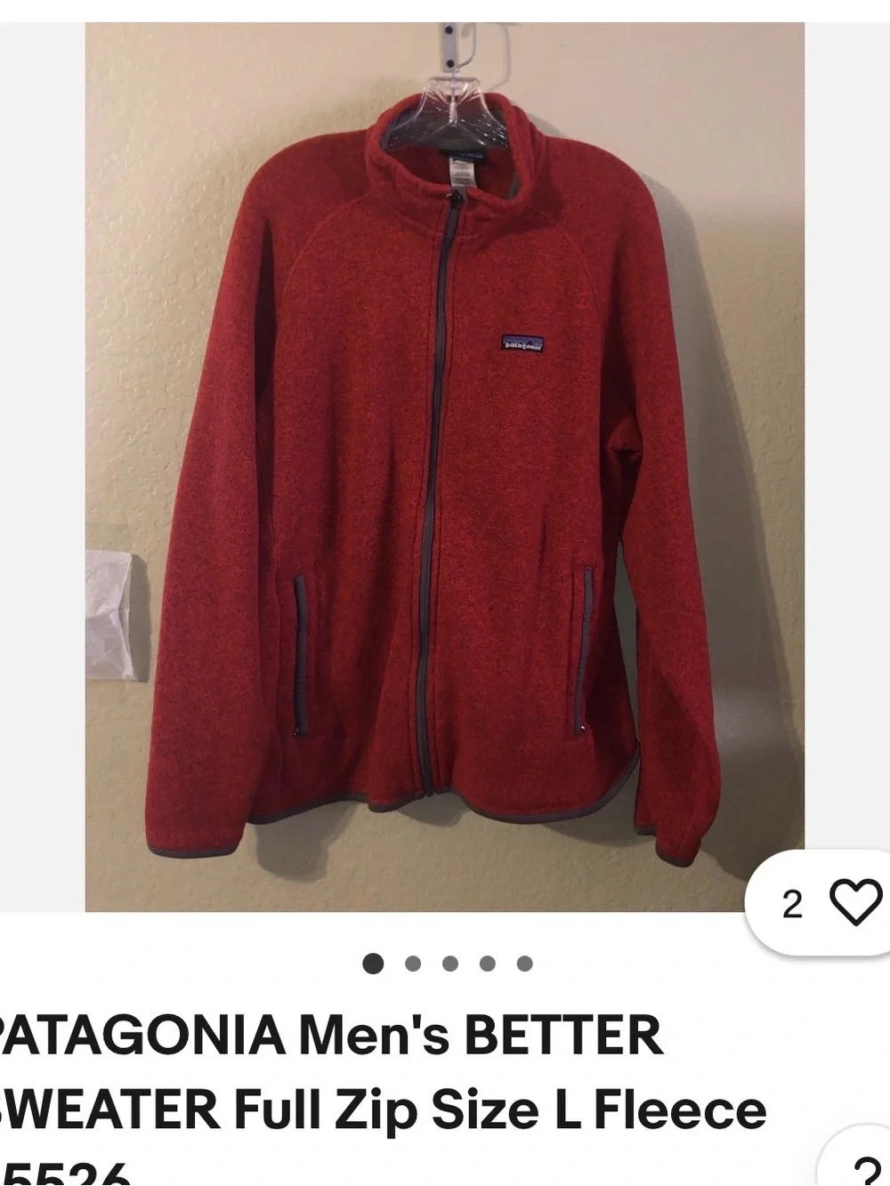 Patagonia Men's Full-Zip Fleece Jacket - Red size small